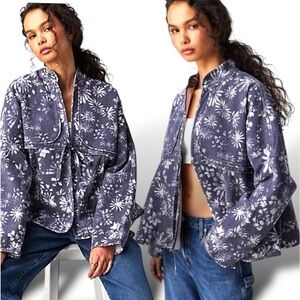 NWT FREE PEOPLE Lua Bed Jacket In Indigo Slouchy Size S